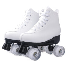 Roller Skates with LED Wheels, PU Leather Quad Skates for Women Men Teens Indoor Outdoor