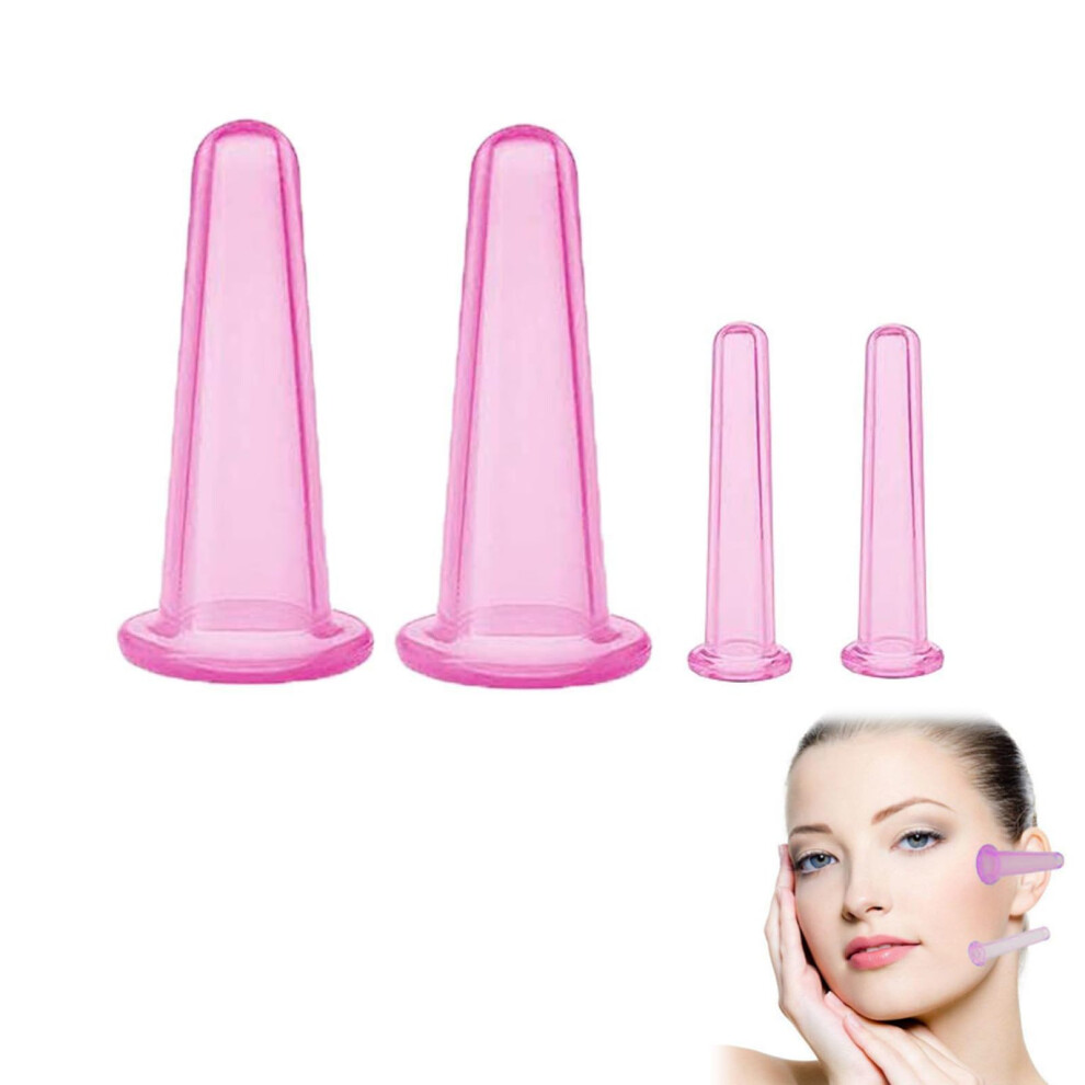 Silicone Face Cupping Set 4PCS Vacuum Massage Cups for Facial Care and AntiCellulite Body Therapy