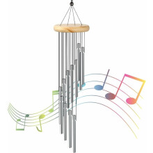 Ambiance zen en pin de haute qualité, tubes en aluminium, son riche et clair, maillet en bois réglable pour jardin, terrasse, balcon, cour et