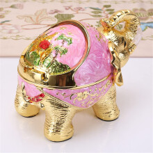 Elephant Ashtray with Lid, European Retro Spherical Metal Design for Home or Office – Golden Pink