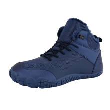 Waterproof Barefoot Hiking Boots with Wide Toe, Warm Lined Winter Shoes for Men and Women, Blue, UK 7