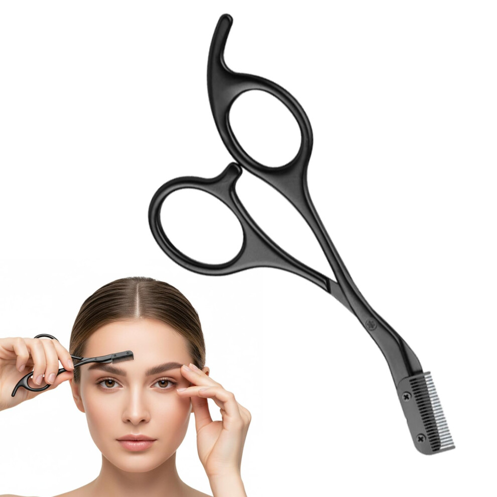 Eyebrow Trimming Scissors with Builtin Comb for Precise Shaping, Razor Tool for Men and Women