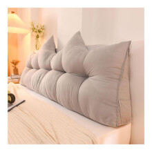 Large Headboard Back Cushion for Reading in Bed or Sofa, 2in1 Backrest and Pillow, Grey 200x45x15cm