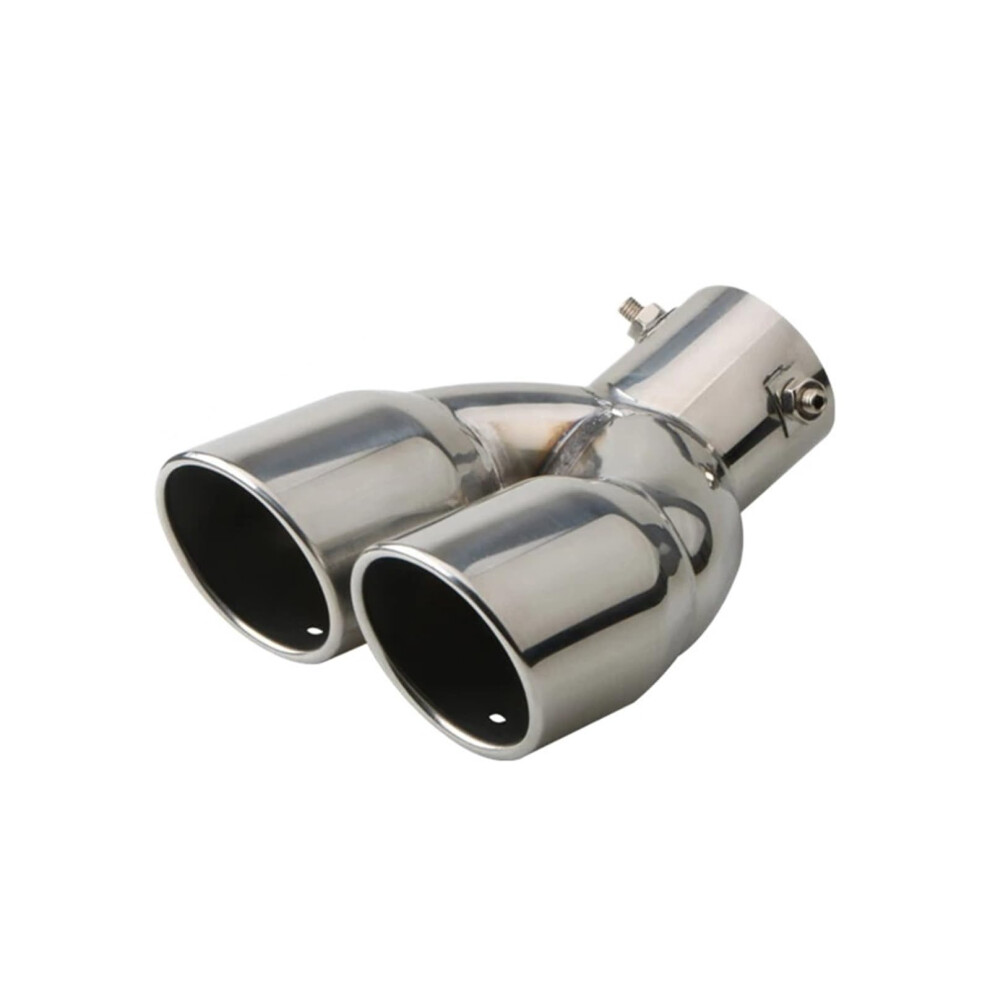 Universal Carbon Fiber Car Exhaust Tip Stainless Steel Muffler Tail Pipe Silencer Bent Silver 9339159821015