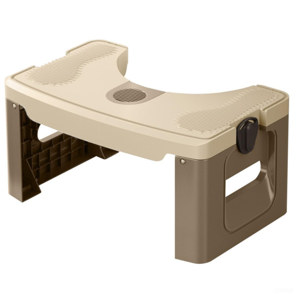 Folding Portable Toilet Stool with NonSlip Ergonomic 35 Squat Support for Adults, SpaceSaving Khaki