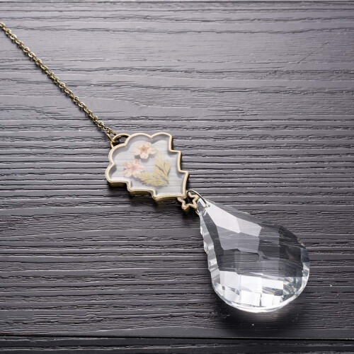Ιδανικό δώρο για κρύσταλλο Suncatcher, κομψό Feng Shui Sunlight catcher με αληθινά λουλούδια, 1