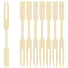 9cm EcoFriendly Bamboo Skewers and Forks with Barbed Tip for Appetizers, Snacks, Parties