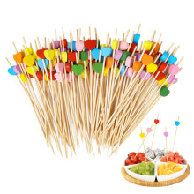 100pcs Cocktail Picks Heart Toothpicks Colorful Skewers for Party Wedding Bar Fruit Drinks