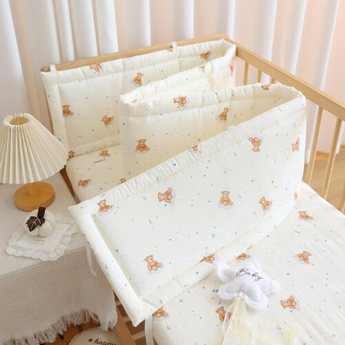 Breathable Mesh Crib Bumper Cot Liner with Airflow Padding for Baby Cot Bed 100cm E7