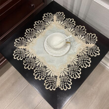 Macrame Lace Square Tablecloth with Vintage Elegant Style for Coffee and Bedside Tables Gold