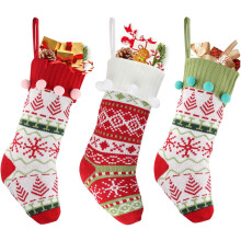 Individuell gestaltbare Weihnachtsstrümpfe, große Strickstrümpfe mit stabiler Aufhängeschlaufe, ideal für Weihnachtsdekorationen und