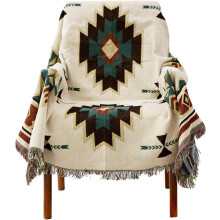 Tribal tæppe, vendbart design i sydvestligt tæppe, blødhed, komfort, åndbarhed, aztekiske tæpper til sofa og udendørs sjov, 132x173 cm