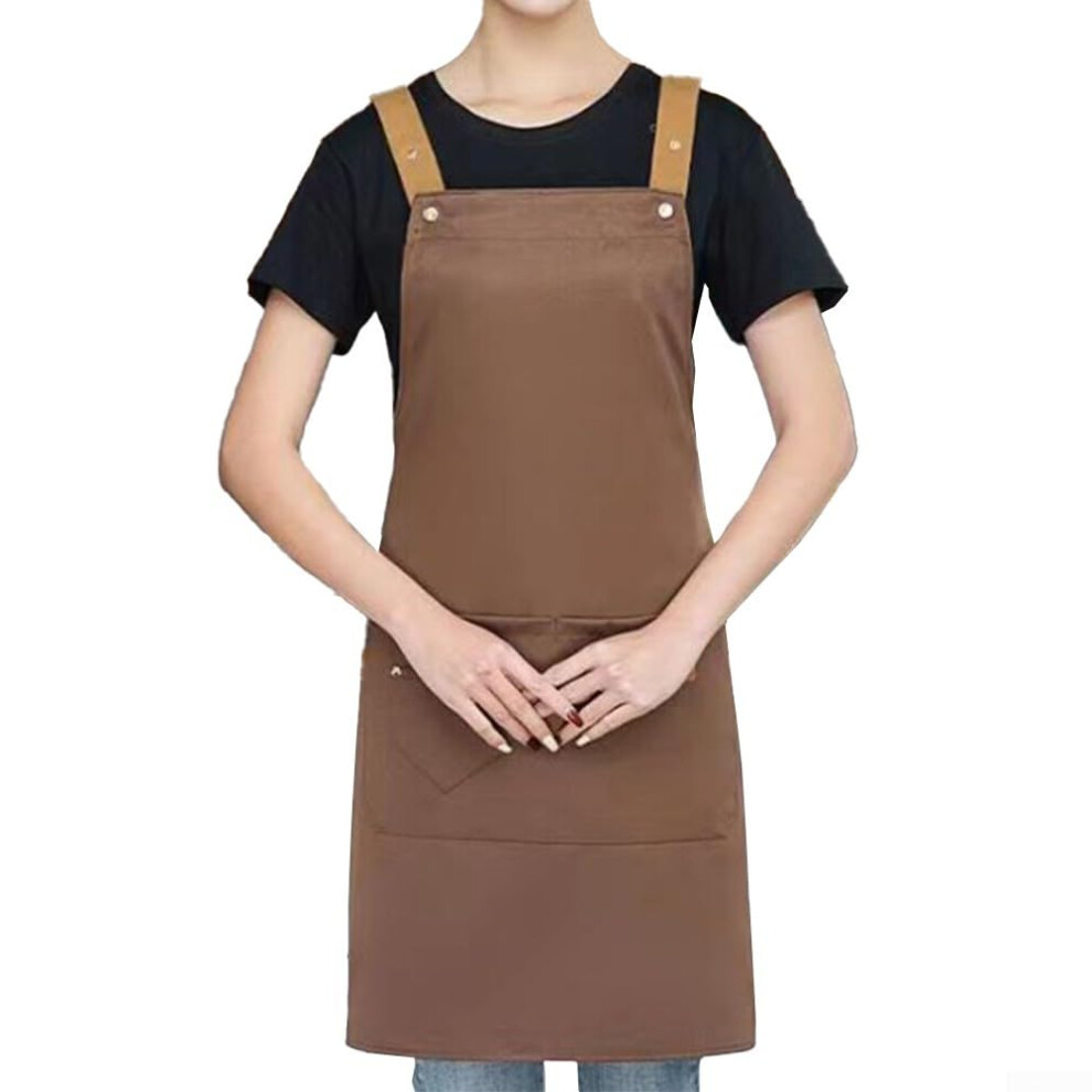 Waterproof Oilproof Apron With Adjustable Straps And Pockets For Women Cooking Gardening Light Coffee 9001264561062