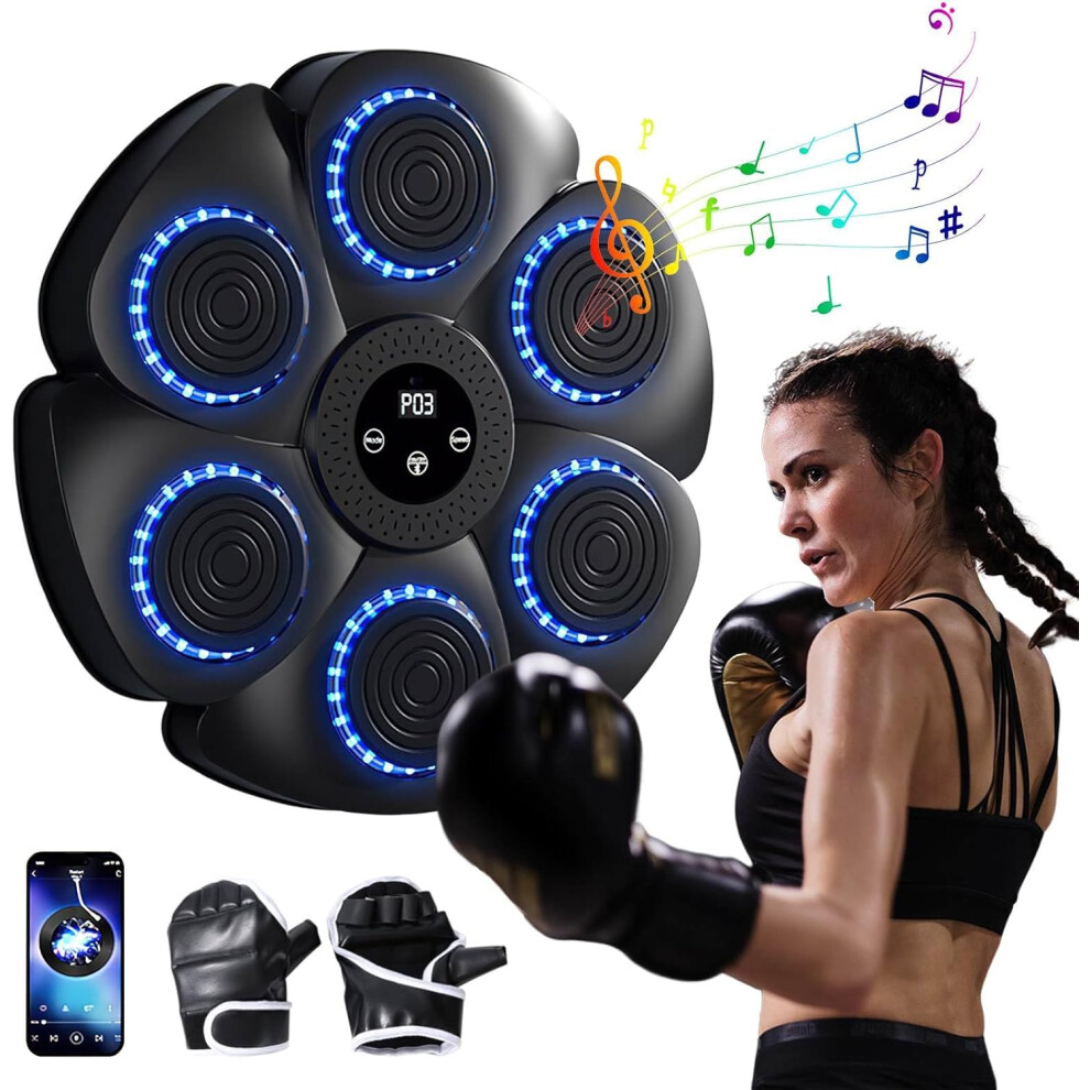 Smart Boxing Machine with Gloves, Wall Mounted Punching Training Equipment, Smart Bluetooth Boxing Equipment Wall Mounted Punching Pad for Home Workou