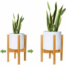 Elegant plantekasse til gulvet, design inspireret af midten af århundredet, bambus indendørs indretning, 15 cm høj plantekasse til forskellige