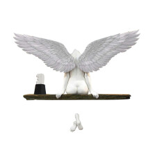 Scultura di ali d'angelo in resina 3D, eleganti ali piumate per una facile installazione a parete, regalo per feste di compleanno, simbolo di purezza