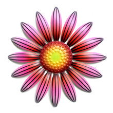 Escultura de pared para interiores y exteriores, flor de metal pintada a mano con pétalos tridimensionales para decoración del hogar (22,8 x 22,8 x