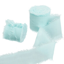 Ruban en mousseline élégante pour décorations de mariage, ruban de soie mousseline douce et soyeuse avec bords effilochés, fournitures