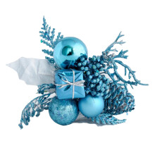 Adornos de follaje dorado para Navidad, decoración festiva de mesa con adornos navideños artificiales, blanco, 21*14 cm, juego de 1