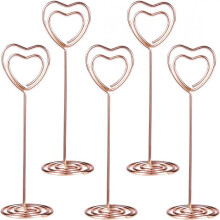 Porta-cartões de lugar em miniatura, feito de metal resistente, com formato de coração vazado, ideal para lembrancinhas de casamento. Design
