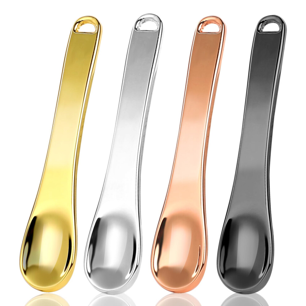 Metal Makeup Spatula Set of 4 Stainless Steel Cosmetic Scoop for Mixing Creams and Skincare Products
