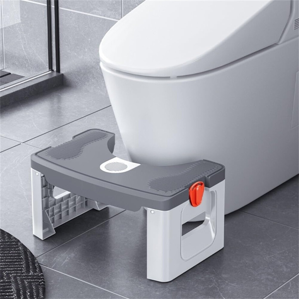 Foldable Toilet Stool For Adults With Ergonomic Posture Support, Spacesaving Grey Bathroom Step 9001264562755