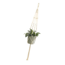 Hand Woven Cotton Hanging Planter Basket with Twisted Cord for Indoor Outdoor Garden Decor