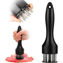 Stainless Steel Meat Tenderizer Mallet with 21 Sharp Needles for Steak, Beef, BBQ and Marinade Cooking (Black)