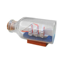 Decor de sticlă de sticlă cu navă cu pânze de colecție, model de navă miniaturală lucrat manual în interiorul recipientului transparent