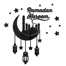 Stickers muraux acryliques pour la célébration du Ramadan, signe Eid Mubarak, décoration islamique, château de la lune dorée, autocollant miroir