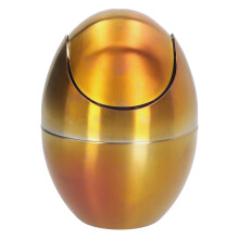 Stilvoller Mini-Mülleimer aus Edelstahl, eiförmiger Metallabfalleimer mit drehbarem Deckel, kompaktes und platzsparendes Design für Schreibtisch,