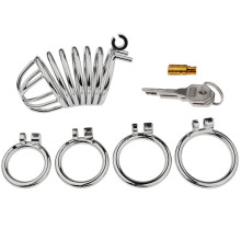 BDSM Chastity Belt with Metal Cock Cage and 50mm Rings for Men Lockable Bondage Sex Toy