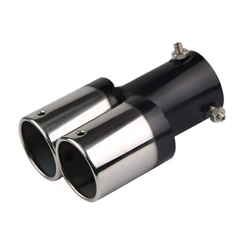 Universal Car Exhaust Tip Stainless Steel Dual Outlet 63Mm Slant Rolled Edge Muffler Tail Pipe (1Pcs C Design) 9323874610535