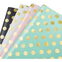 Voordeelverpakking cadeaupapier, elegant design in 4 kleuren, perfect voor het inpakken van verjaardags-, feest-, bruilofts- en kraamcadeaus (4