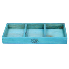 Schubladenorganizer aus glattem Holz mit 3 Fächern, Aufbewahrungsbox aus Kiefernholz im Vintage-Design für Bürobedarf, Glitzer-Finish im Retro-Stil