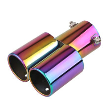 Car Exhaust Tailpipe Dual Muffler Tip Stainless Steel Straight Curved Tail Throat Pipe (Color Curved)