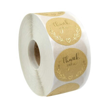 Paper Thank You Stickers Round Labels for Packaging Boxes Envelopes Party Favors Holiday Events