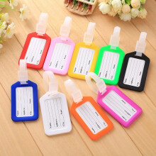 4 Pack Plastic Luggage Tags with Adjustable Straps for Suitcases, Backpacks and Travel Bags