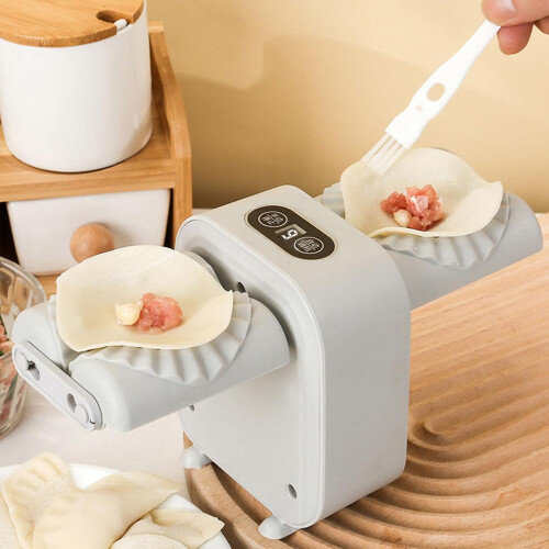 Automatic Dumpling Maker Machine with Dual Head Dough Press, Electric and Manual Modes, USB Powered for Home Kitchen 2