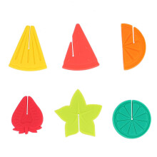 Set of 6 Silicone Wine Glass Markers with Fruit Design for Cocktail Party and Bar Drinks