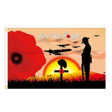 Military Banner for Memorial Day, Lest We Forget Army Flag with Heavy-Duty Reinforced Construction, Vibrant Anti-Fade Polyester Fabric 100D for Resurr