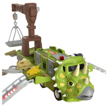 Caminhão de Transporte de Dinossauros de Brinquedo para Crianças, Design Realista, Caminhão Transformável de T-Rex com Mecanismo de Empurrar e