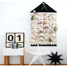 Calendar de Advent de Crăciun cu 24 de buzunare, geantă de perete suspendată, calendar de numărătoare inversă DIY din pânză, reutilizabil,
