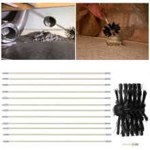 Chimney Cleaning Brush Kit with 12 Flexible Nylon Rods, DrillPowered Sweep for Fireplace and Flue