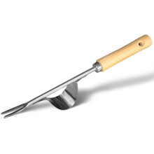 Handmatige onkruidtrekker voor gazon en tuin met V-vormige vorken voor comfortabele onkruidverwijdering en diverse toepassingen.