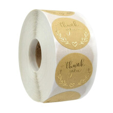 Kraft Paper Round Thank You Stickers SelfAdhesive Labels for Packaging, Party, Business, Holiday Decor