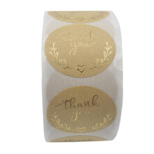 Round Kraft Paper Thank You Stickers SelfAdhesive Labels for Christmas Thanksgiving Bakery Packaging