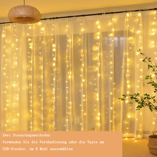 Twinkle Fairy Lights For Bedroom Decor, 8 Lighting Modes Remote Control Timer Function, Ip44 Waterproof Usb Powered String Lights, Safe Voltage And Di 2