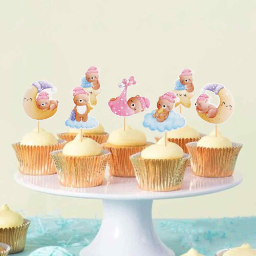 Βρώσιμα διακοσμητικά για cupcakes με αρκουδάκια, διακοσμήσεις για cupcakes με χάρτινη 2