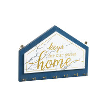 Organizador de chaves de madeira com ganchos, montável na parede, em formato de casa, estilo vintage, porta-chaves decorativo rústico francês para